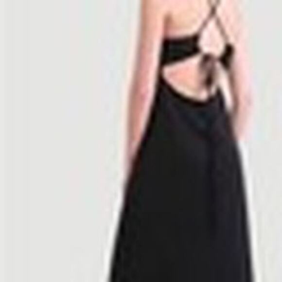 Modern Citizen Women’s sz M Liliana Black Cupro Slinky Midi Dress Lace Up Back - Picture 2 of 13